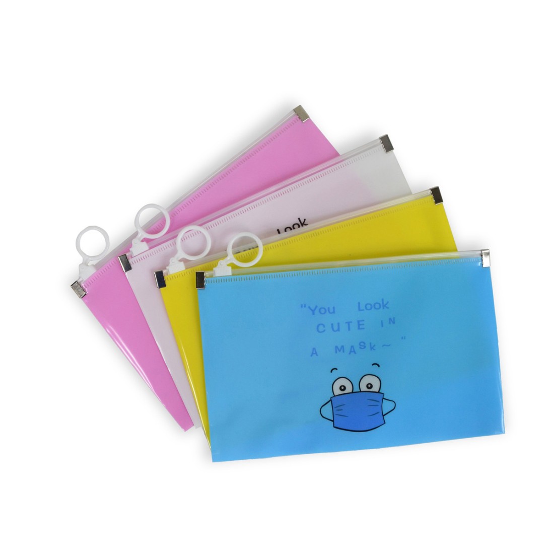LOT DE 4 POCHETTES ZIP COLORIS ASSORTIS
