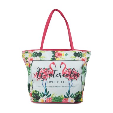 SAC PLAGE TEXTILE FUSHIA