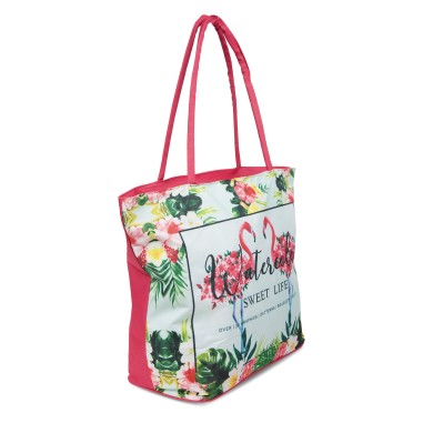 SAC PLAGE TEXTILE FUSHIA