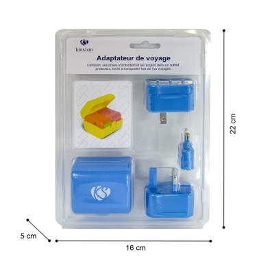 ENSEMBLE ADAPTATEURS PRISES ELECTRIQUES COLORIS ASSORTIS