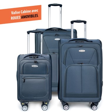 SET DE 3 VALISES TEXTILE