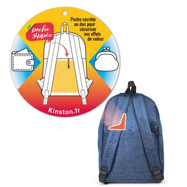 Sac à dos unisexe en Textile bleu de marque Kinston