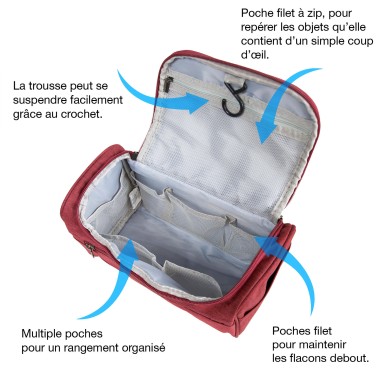 Vanity- trousse de toilette à pendre - rouge chiné